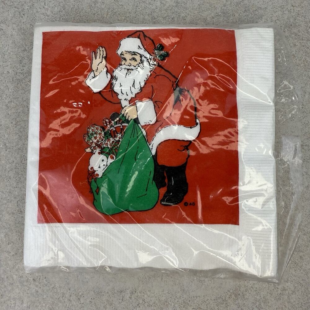 16 Vintage Party Maid Christmas‎ Santa Paper Napkins 3 Ply Napkin Unopened Pack